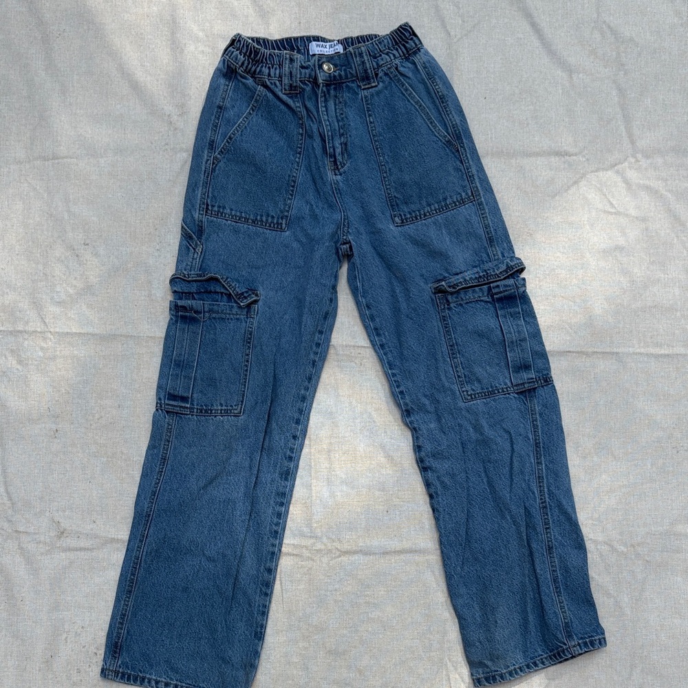 Wax Jean Women's Blue Cargo Jeans